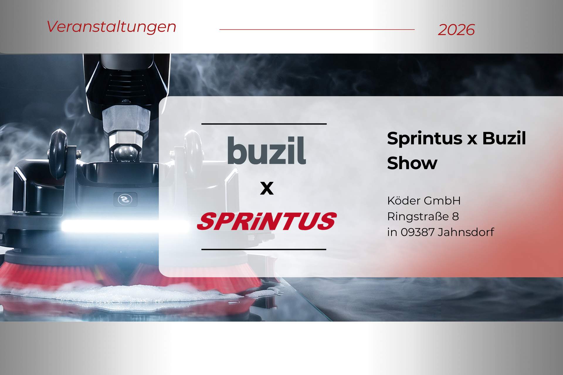   Veranstaltungsanzeige am 28. Oktober buzil x sprintus bei Köder Hygiene in Jahnsdorf.